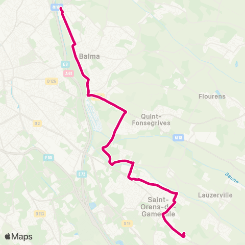 Tisséo Balma - Gramont / Saint-Orens Lycée map