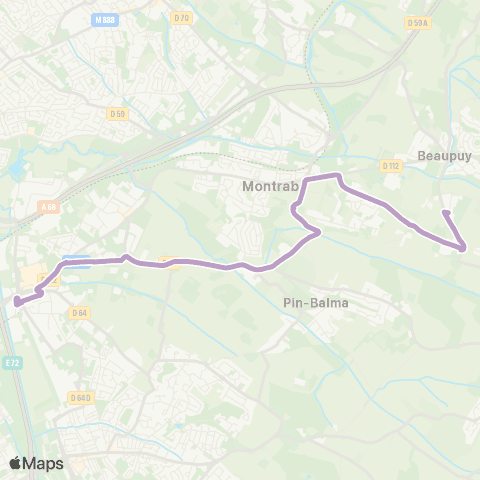 Tisséo Balma - Gramont / Mondouzil ZA Les Landes map