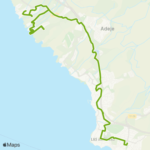 TITSA Los Cristianos Estación Costa Adeje Playa Paraíso map