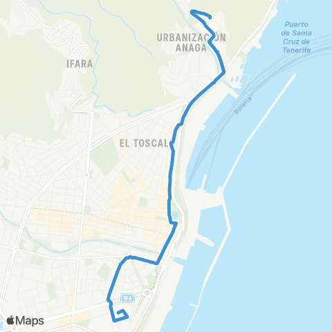 TITSA Intercambiador Barrio de la Alegría map