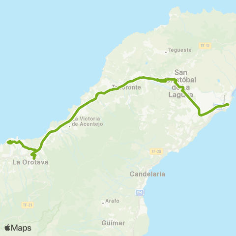 TITSA Santa Cruz Puerto de la Cruz por Tacoronte map