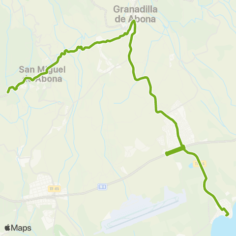 TITSA San Miguel el Roque Granadilla San Isidro el Médano map