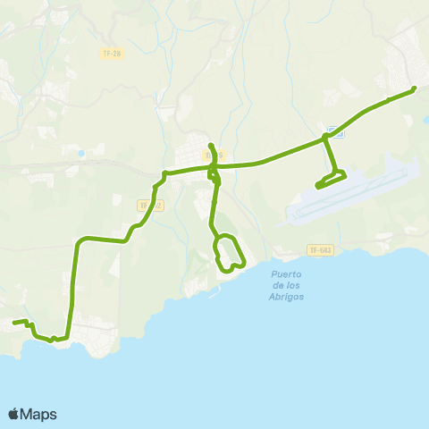 TITSA El Fraile Aeropuerto Sur San Isidro por las Galletas map