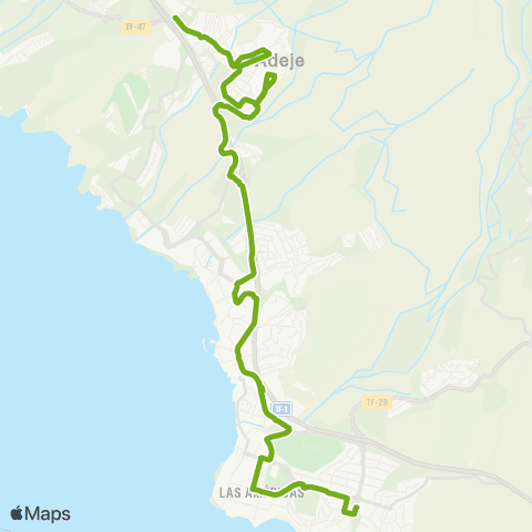 TITSA Los Cristianos Costa Adeje el Cerco Adeje las Torres map