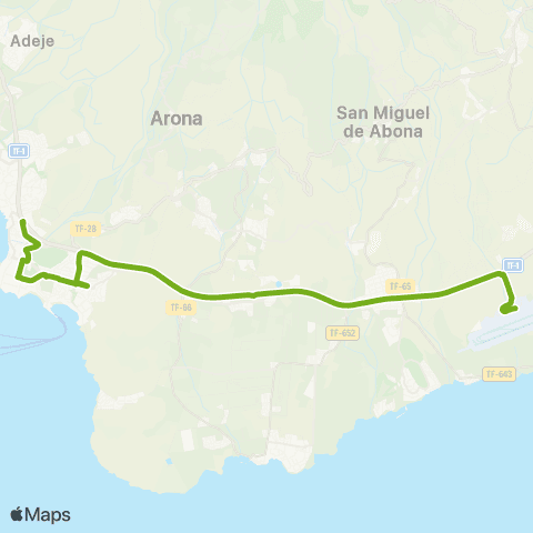 TITSA Estación Costa Adeje los Cristianos Aeropuerto Sur map