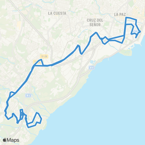 TITSA Intercambiador Taco Añaza Santa María del Mar Nocturna map