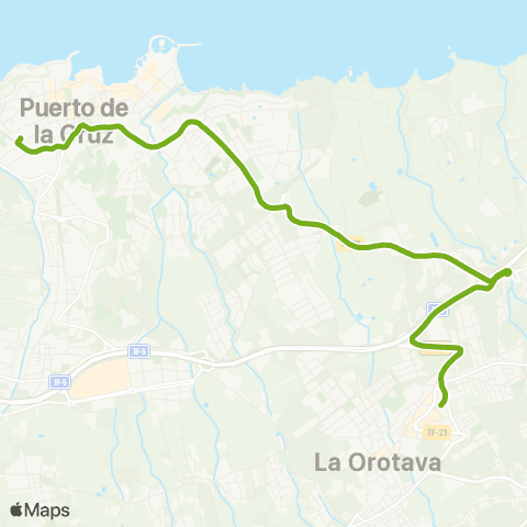 TITSA Puerto de la Cruz Botánico Estación de la Orotava map