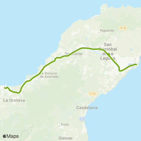 TITSA Santa Cruz Puerto de la Cruz sin Paradas map