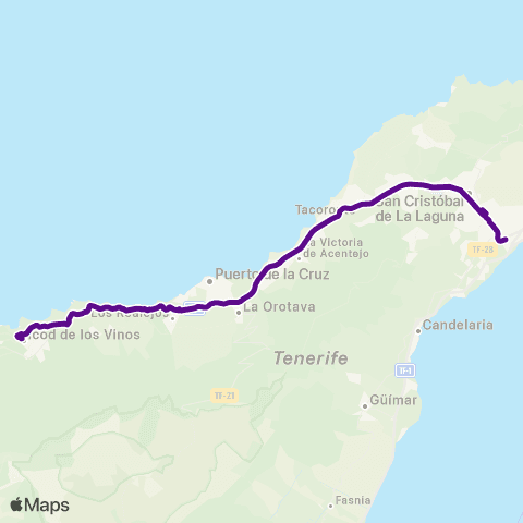 TITSA Lanzadera Ull Icod Campus de Guajara map