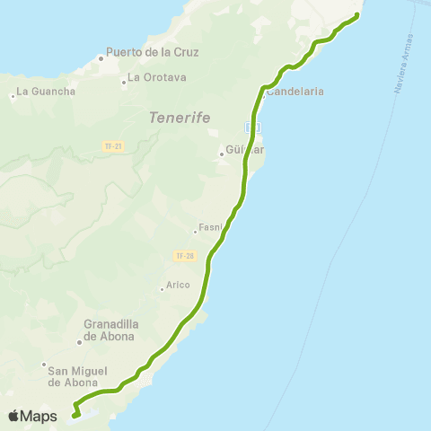 TITSA Santa Cruz Enlace Güímar San Isidro map