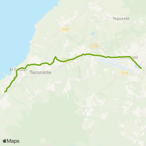 TITSA La Laguna - el Sauzal por el Calvario de Tacoronte map