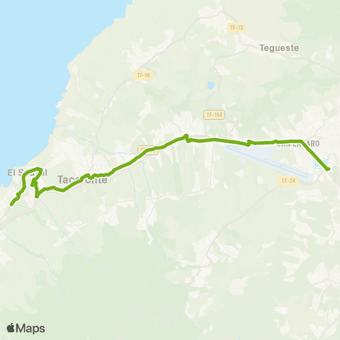 TITSA La Laguna - el Sauzal - por Zona Centro de Tacoronte map