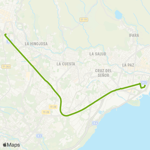 TITSA Santa Cruz - la Laguna Directa map