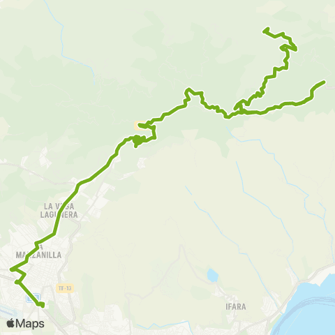 TITSA La Laguna Cruz del Carmen Afur map