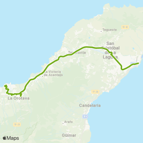 TITSA Santa Cruz Puerto de la Cruz por las Arenas map