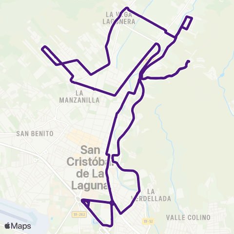 TITSA Intercambiador Laguna la Rúa Lomo Largo el Rayo las Cañas Trinidad Intercambiador map