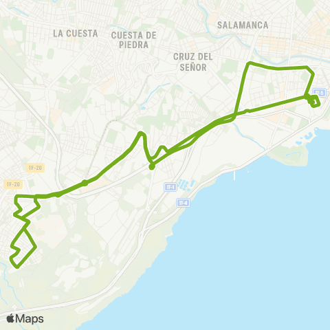 TITSA Intercambiador Santa Cruz San Matías por Chamberí map