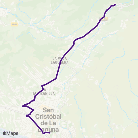 TITSA Intercambiador Laguna las Mercedes por las Canteras map