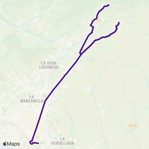 TITSA Intercambiador Laguna el Camino Cruz de los Álamos las Mercedes map