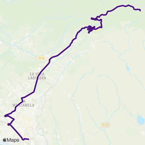 TITSA Intercambiador Laguna Cruz del Carmen por las Mercedes map