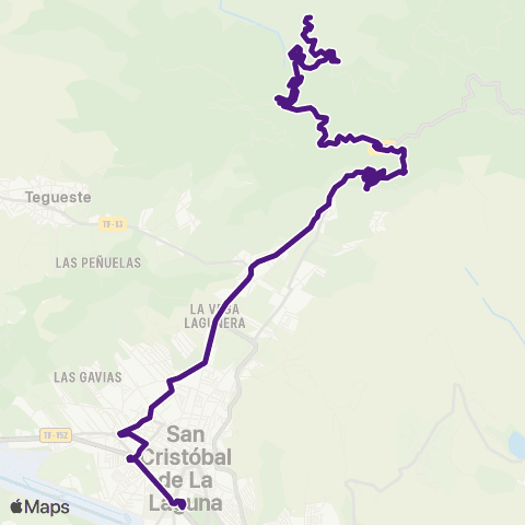 TITSA Intercambiador Laguna el Batán por las Mercedes map