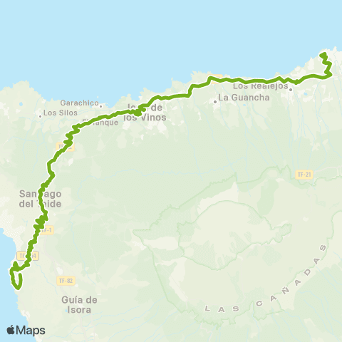 TITSA Puerto de la Cruz Icod los Gigantes map