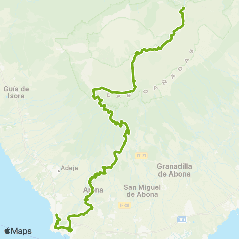 TITSA Costa Adeje los Cristianos Cañadas del Teide el Portillo map
