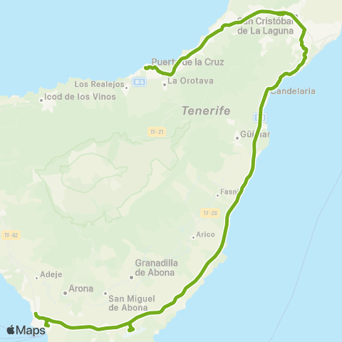 TITSA Puerto de la Cruz Costa Adeje por Aeropuertos Norte y Sur map