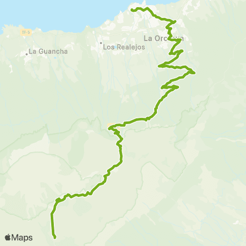 TITSA Puerto de la Cruz el Portillo Cañadas del Teide map