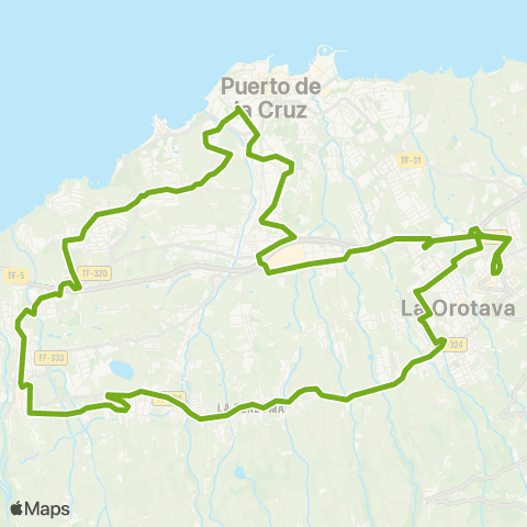 TITSA Puerto de la Cruz Orotava Realejos Circular map