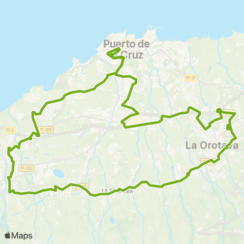 TITSA Puerto de la Cruz Realejos Orotava Circular map