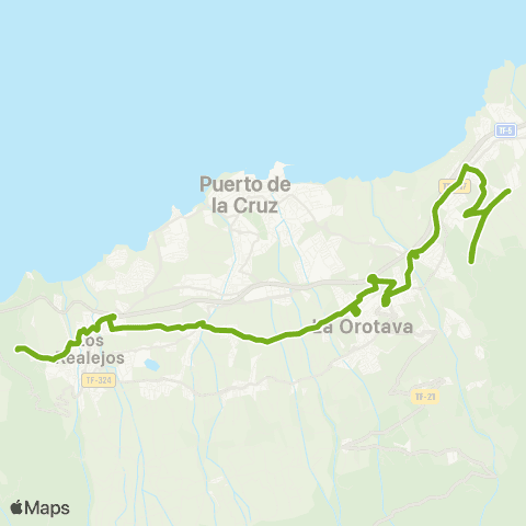 TITSA La Corujera Tigaiga por la Orotava map