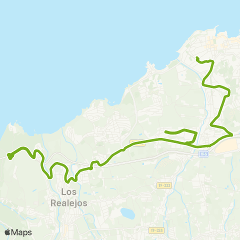 TITSA Puerto de la Cruz las Arenas la Vera Circular map