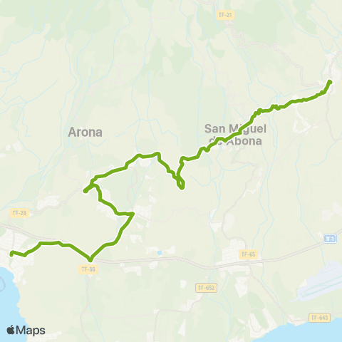 TITSA Granadilla San Miguel Valle San Lorenzo los Cristianos map