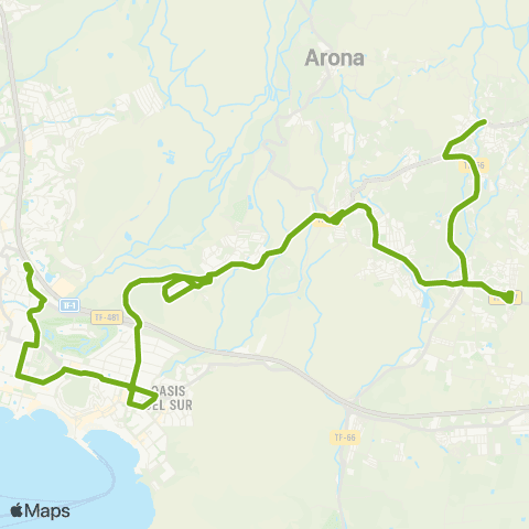 TITSA Estación Costa Adeje Valle San Lorenzo map