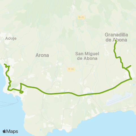 TITSA Estación Costa Adeje los Cristianos San Isidro map