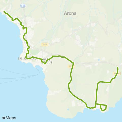 TITSA Costa del Silencio los Cristianos Estación Costa Adeje la Caleta map