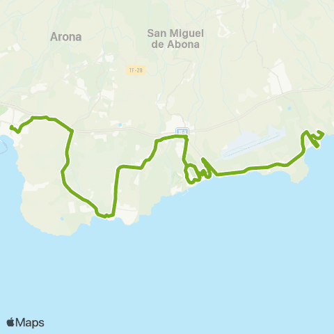 TITSA El Medano Costa San Miguel Golf del Sur las Galletas los Cristianos map