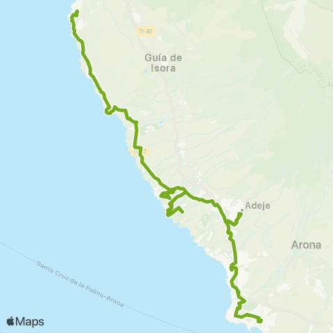 TITSA Los Cristianos Estación Costa Adeje Callao Salvaje los Gigantes map