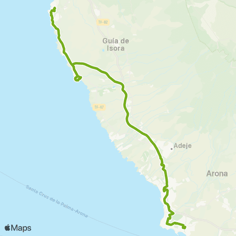 TITSA Estación Costa Adeje los Gigantes Directo map
