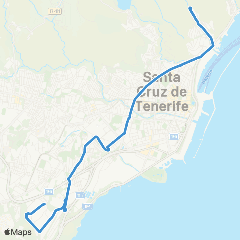 TITSA Muelle Norte Ramblas García Escámez Moraditas Parte Baja map