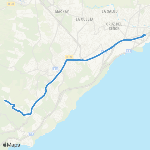 TITSA Taco Barranco Grande Cruce Santa María el Tablero map