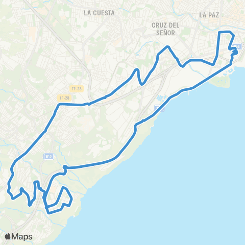 TITSA Circular Intercambiador Taco Santa María del Mar Añaza Intercambiador map