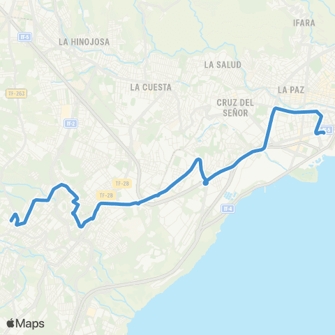 TITSA Intercambiador Taco Tincer Cruce el Sobradillo map