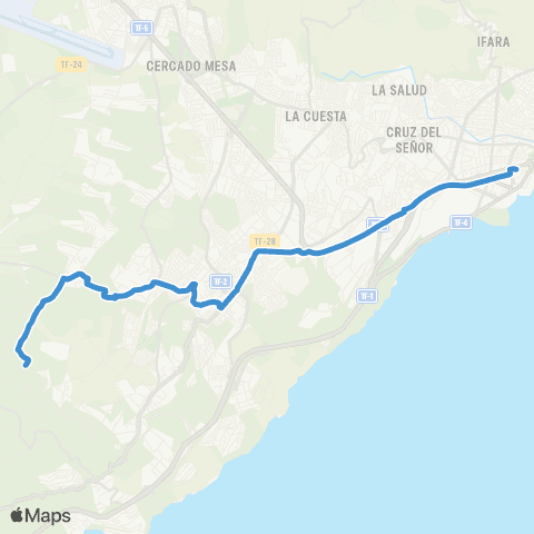 TITSA Taco el Sobradillo Llano del Moro map