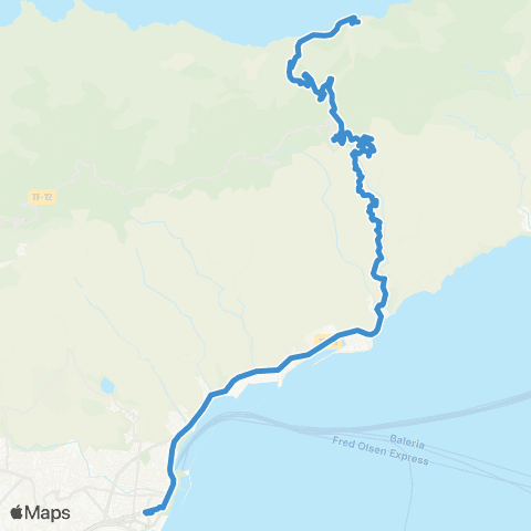 TITSA Intercambiador San Andres Taganana Almáciga map