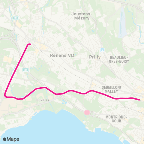tl - Transports publics lausannois Renens-Gare - Lausanne-Flon map