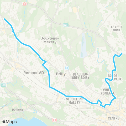 tl - Transports publics lausannois Lausanne, Clochatte - Crissier, Timonet map