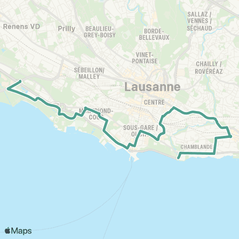 tl - Transports publics lausannois Lausanne, Bourdonnette - Lausanne, Tour Haldimand-Lac map