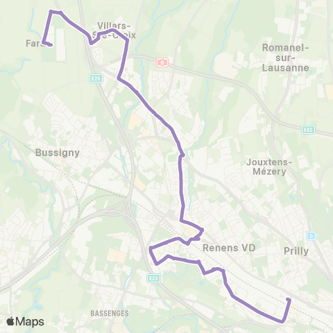 tl - Transports publics lausannois Prilly-Malley, gare - Villars-Ste-Croix, En Coulaye map